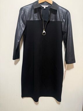 NWT Nanette Leopore shift dress faux leather